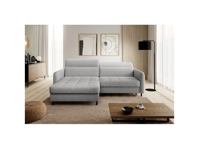 Canapé d'angle collection goumsi coloris gris clair - Conforama E