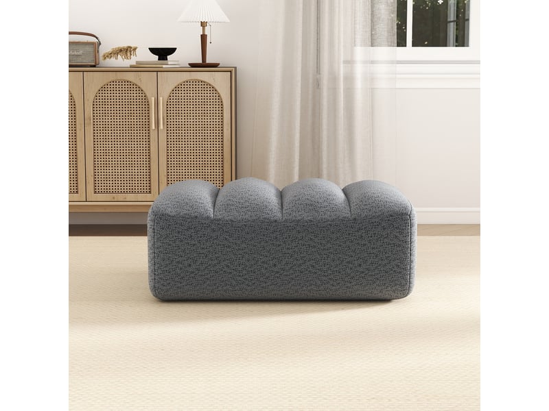  Pouf brravo en tissu polaire texturé, gris, siège d’appoint confortable  - Conforama B