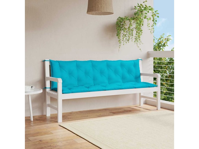  Lot de 2 coussins de banc de jardin, coussins d'assise turquoise tissu oxford cf58704  - Conforama B