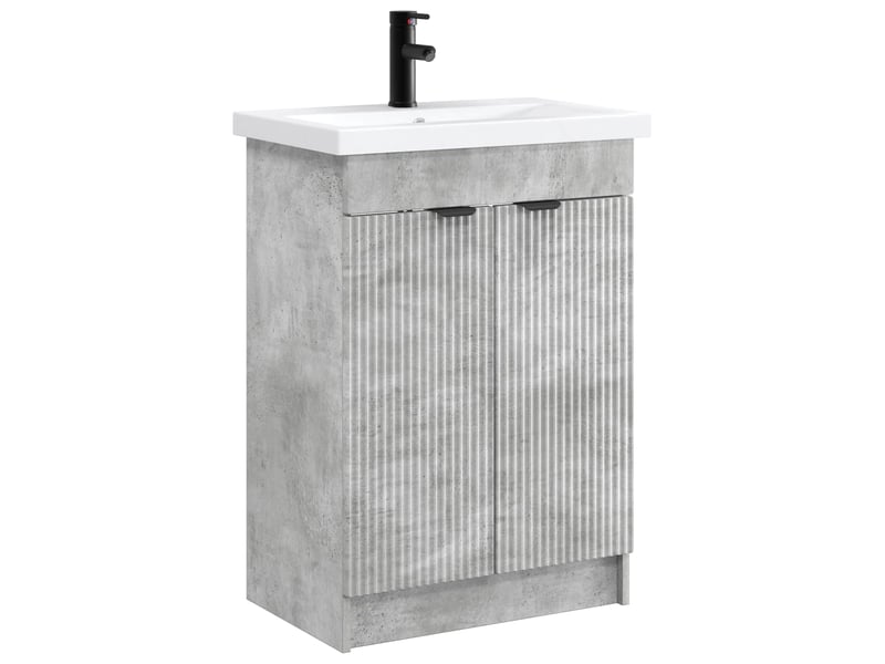 Ensemble de mobilier de salle de bain gris béton shl632 - Conforama A
