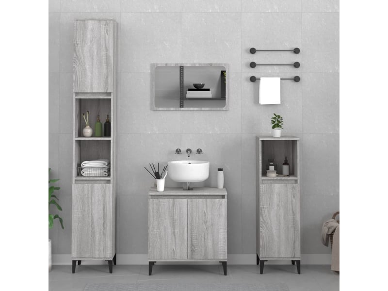  Ensemble de meubles de salle de bain 3 pcs sonoma gris cf63811  - Conforama B