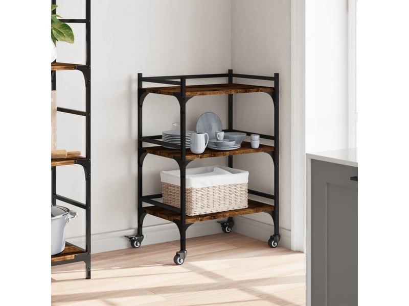  Chariot de cuisine, chariot de rangement chêne fumé 50x35x75,5 cm bois d'ingénierie  - Conforama D