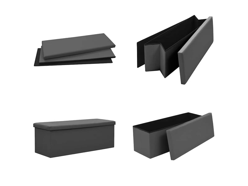 Banc chambre, banc de rangement pliable gris pvc  - Conforama E