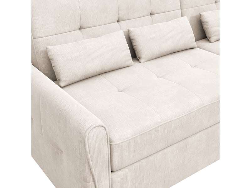 Canapé convertible 3 places 176 cm en chenille beige, dossier 3 positions, assise extensible et repose-jambes Fay Lum - Conforama E