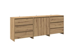 Buffet 3 pcs - bahut - meuble de rangement chêne artisanal bois d'ingénierie