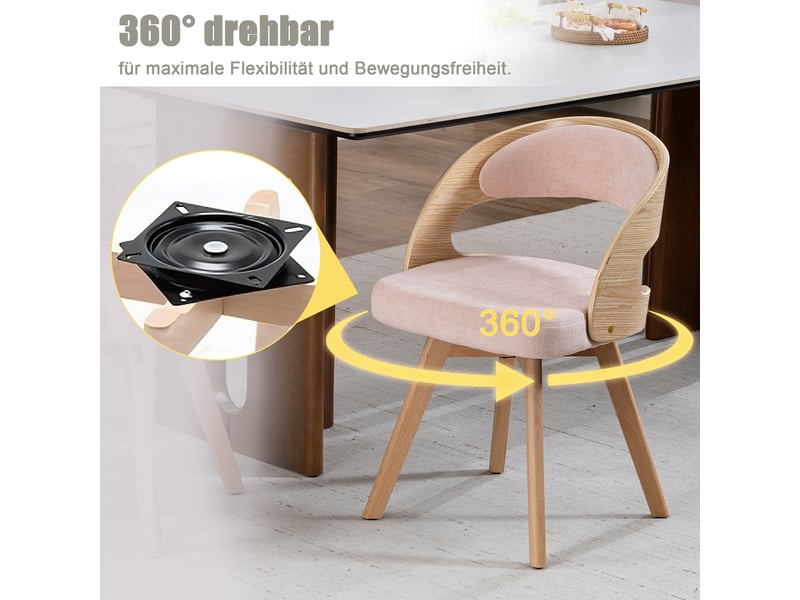  Lot de 2 chaises de salle à manger pivotantes,44x41x75 cm,lin,rose  - Conforama D