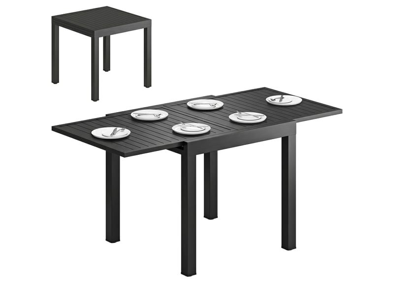  Table de jardin extensible 4-6 personnes en aluminium noir 80-160 x 80 x 75 cm  - Conforama A