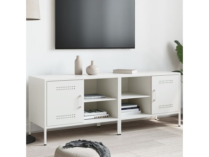  Lot de 2 meuble tv bas salon blanc 68x39x50,5 cm acier shl93467  - Conforama B