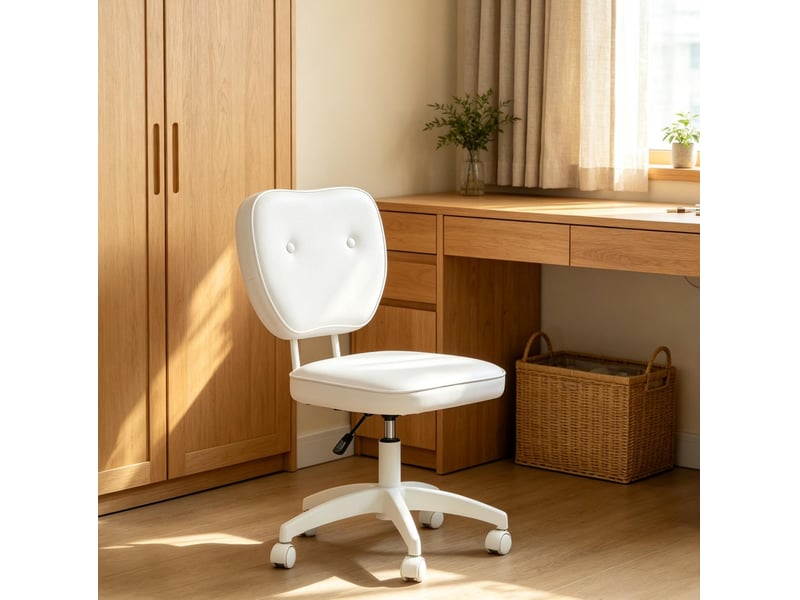  Chaise de bureau 46 x 59 x 82-92 cm - blanche - hauteur réglable, pivotante à 360 degrés, sans accoudoirs  - Conforama B