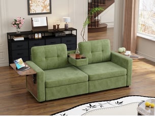 Canapé droit fixe <strong>BIQZUYA</strong> <strong></strong> 2 places Tissu vert