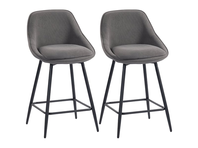  Tabourets de bar lot de 2 pivotants à 360° avec accoudoirs - lpospi - assise rembourrée, hauteur 65 cm, polyester - gris  - Conforama A
