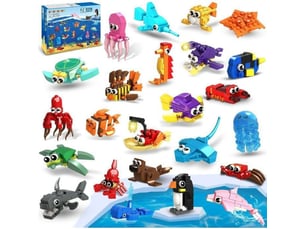 Jeu de construction mini animaux marins 24 kits 629 pieces abs 6-12 ans