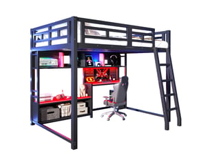 Lit mezzanine 140x200 cm <strong>HAUSS SPOLE</strong> <strong></strong> coloris noir