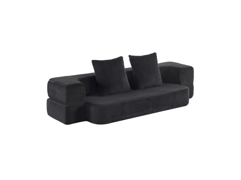  Canapé convertible 2 places 190x50x42 cm compressé, pliable,  mousse douce, couleur noir, design moderne  - Conforama A