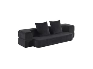 Canapé convertible 2 places 190x50x42 cm compressé, pliable, mousse douce, couleur noir, design moderne