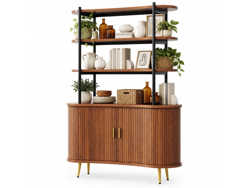 Buffet,120x40x183 cm,portes coulissantes et étagères,mdf,bois foncé - Conforama A