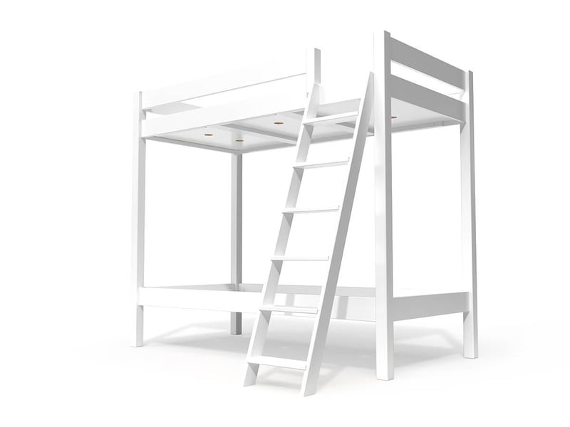  Lit superposé 2 places 80x200 échelle inclinée bois abc, blanc SUPABCIN82-LB - Conforama A