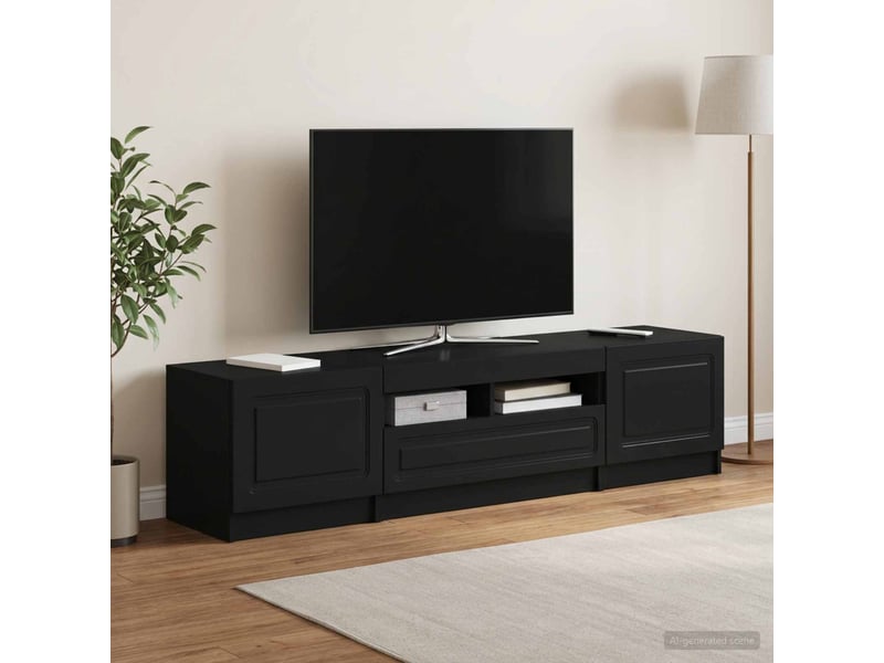  Meuble tv - banc tv - meuble de rangement led utrecht 3 pcs noir bois d'ingénierie  - Conforama C