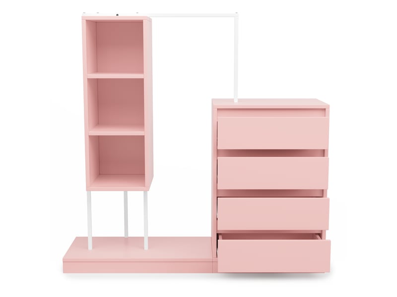  Armoire penderie avec 4 tiroirs et tringle en métal blanc et rose N657P19614950R - Conforama A