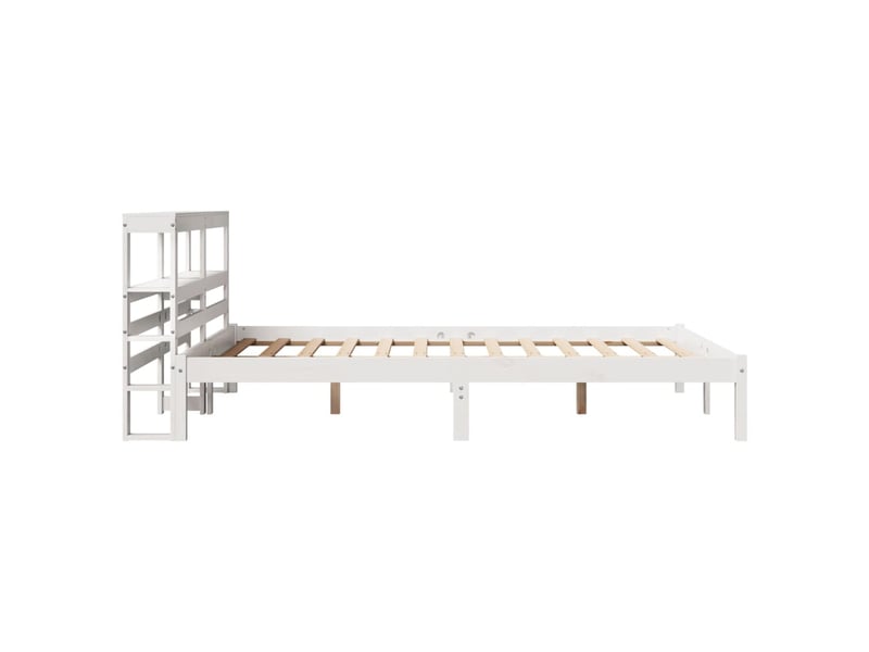 Lit double- lit adulte - cadre de lit sans matelas blanc 120x200 cm bois de pin massif - Conforama D