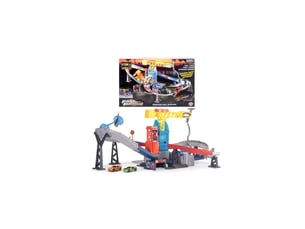 Piste boule de demolition 87 cm avec propulseur, sons et lumieres, grue et balle de crash, 2 vehicules 164