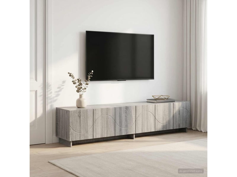  Meuble tv, banc tv 180x34,5x40 cm sonoma gris bois d'ingénierie shl65151  - Conforama B