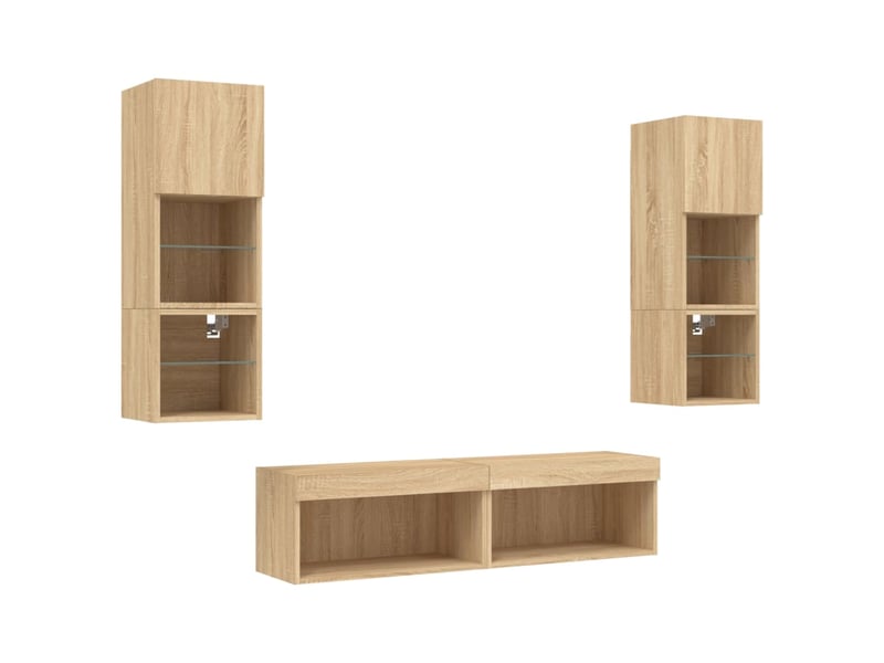  Unités murales tv avec led 6 pcs chêne sonoma bois d'ingénierie shl69480  - Conforama E