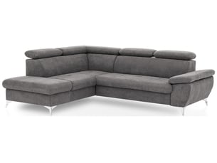 Canapé d'angle gauche convertible  ALLY 2 4 places Tissu Gris (F187) avec coffre de rangement