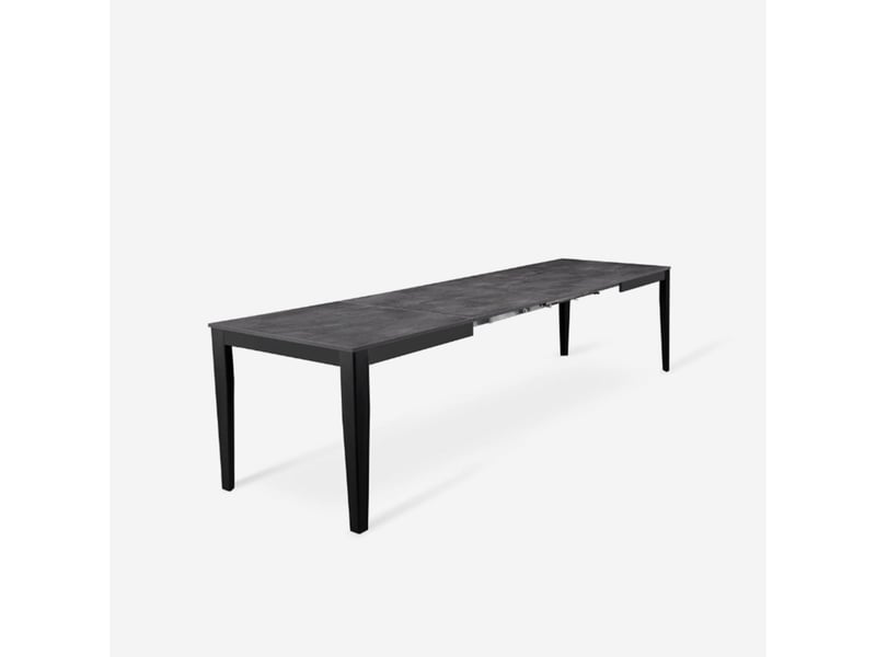  Table de salle à manger extensible avec pieds noirs 156316x90 moon - gris  - Conforama C