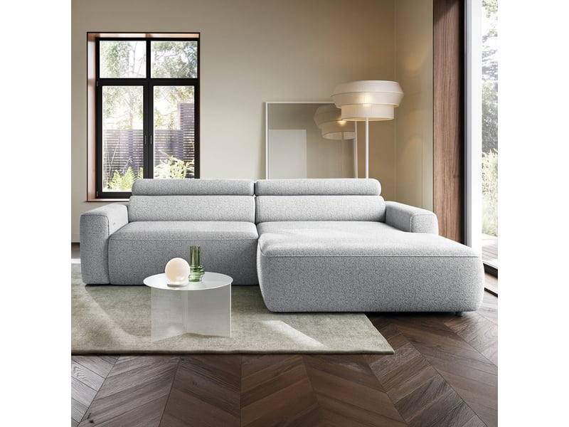  Selsey fando - canapé d'angle - 252 cm - tissu tressé gris clair - côté droit Fando - Conforama B