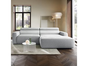 Selsey fando - canapé d'angle - 252 cm - tissu tressé gris clair - côté droit