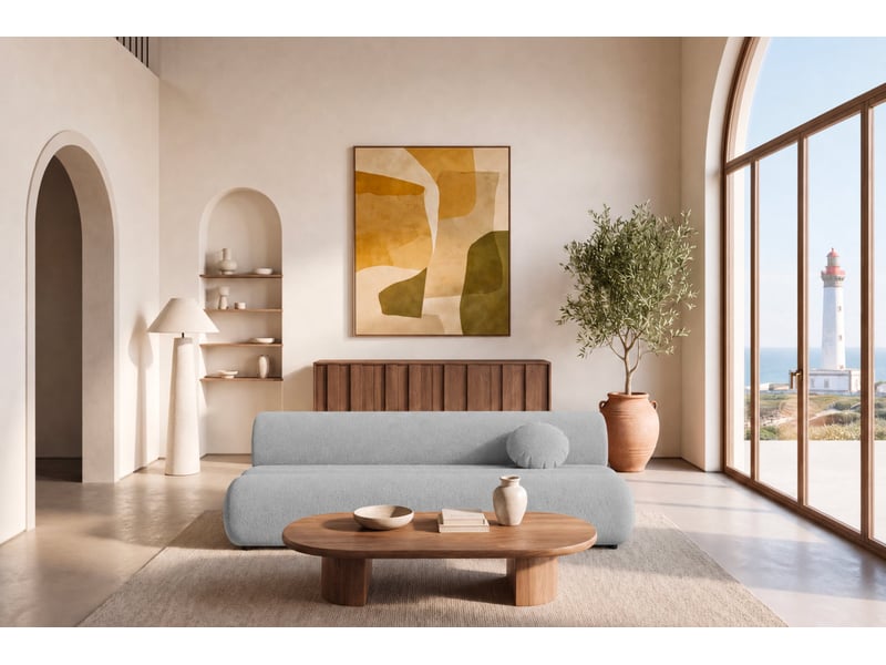  Bordilla - canapé droit convertible tissu chenille 3 places gris clair  - Conforama D