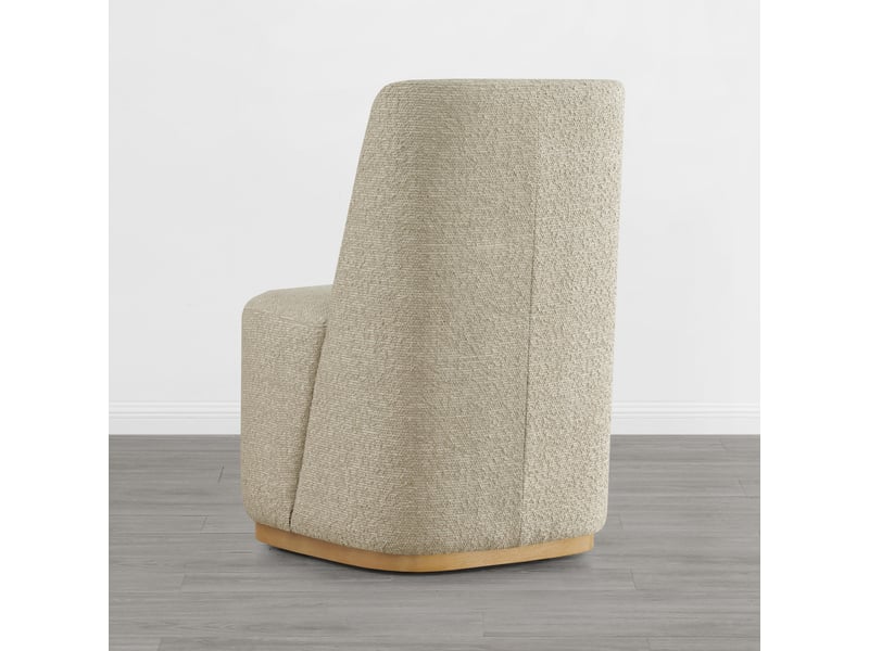 Lot de 6 chaises de salle à manger rembourrées à roulettes chita, chaises modernes en tissu certifié fsc, fausse angora pour salle de lecture, salle d'attente, cuisine-beige  - Conforama E