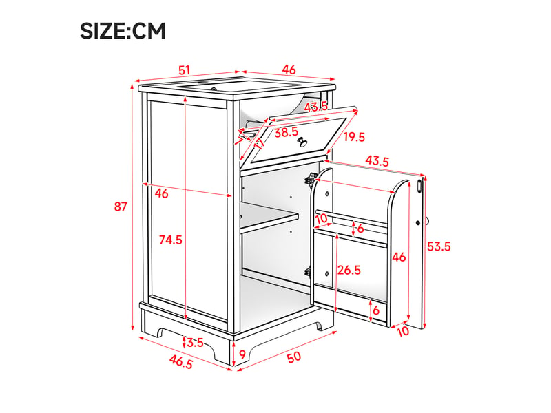  Meuble vasque blanc avec lavabo intégré, tiroir et rangements réglables 51 cm  - Conforama C
