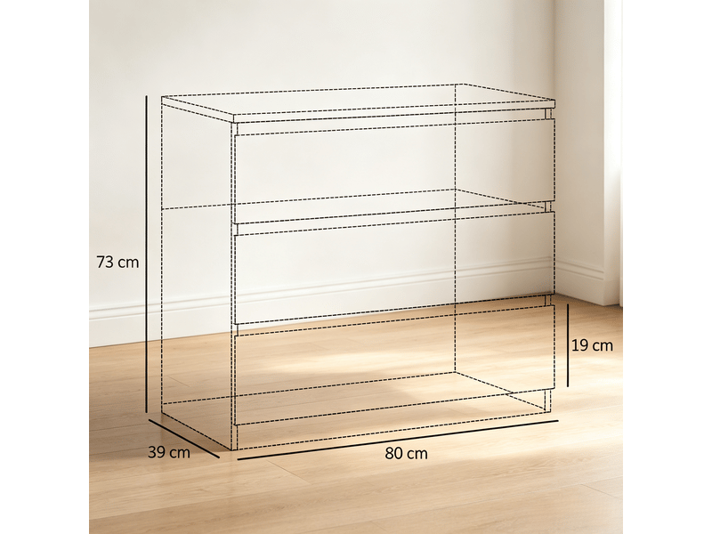  Commode 3 tiroirs sans poignées blanc 80 x 39 x 73 cm T5828P561735 - Conforama C
