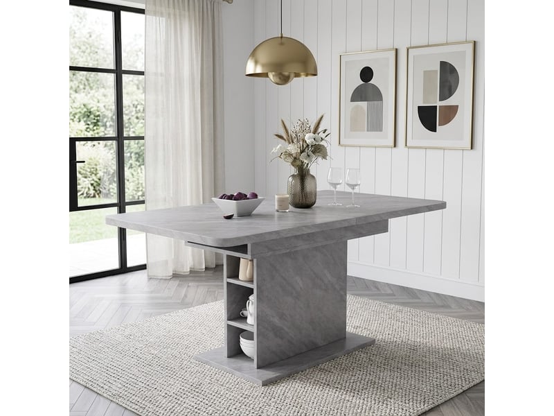  Table à manger extensible avec plateau rectangulaire gris  - Conforama B