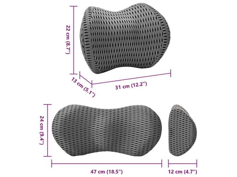 Oreiller, coussin cervical, oreiller, coussin dorsal gris mousse à mémoire de forme cf51359 - Conforama E