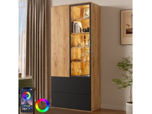 Vitrine coloris bicolore 6 étagère(s) <strong>WISHDOR</strong> <strong></strong> - 70 cmx160 cm