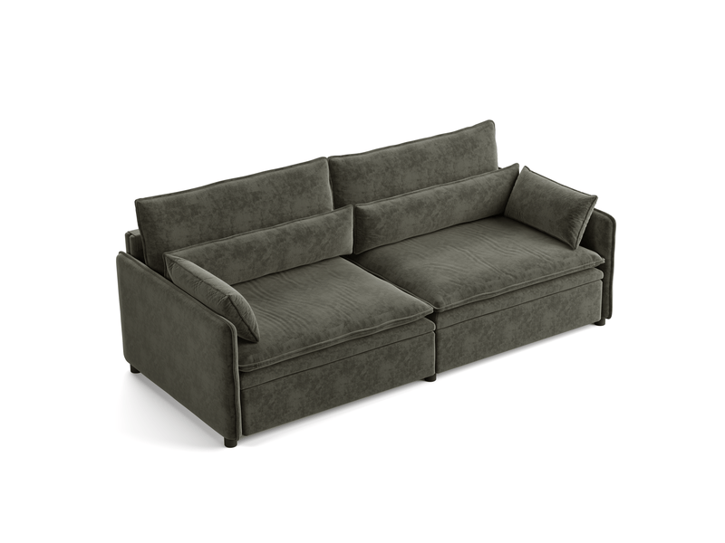 Canapé-lit 3 places modenvie convertible 3 en 1 avec rangement en chenille gris foncé 206 x 91 x 86 cm - Conforama A