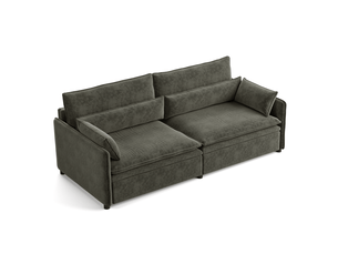 Canapé droit convertible MODENVIE  3 places Tissu gris avec coffre de rangement