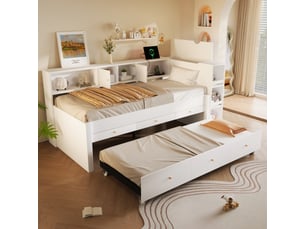 Lit gigogne 90x200 cm coloris blanc