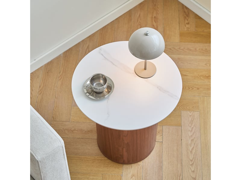 Nordlys - table appoint bout de canapé en bois noyer marron  - Conforama C