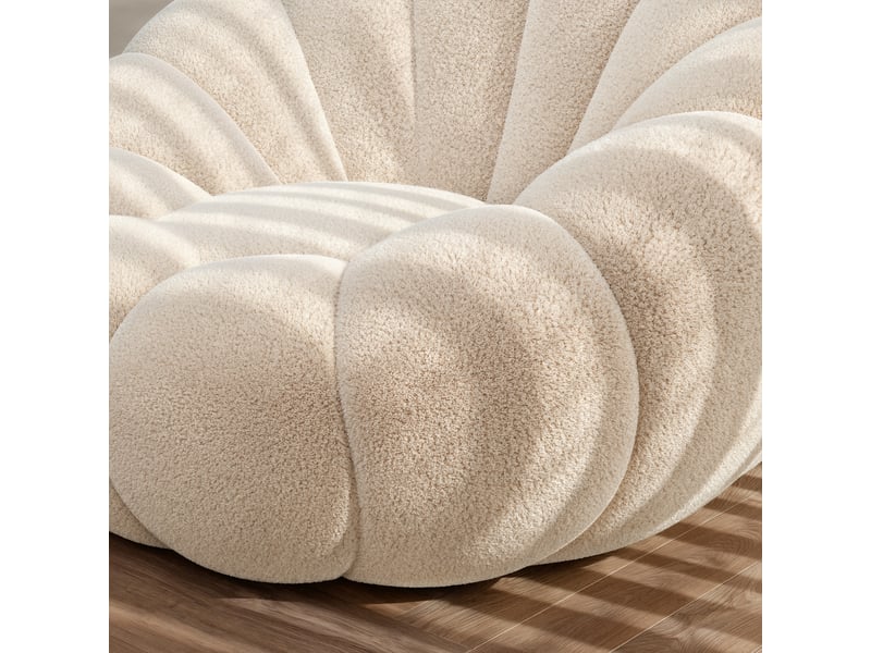 Fauteuil pivotant eclipse - avec repose-pieds - moderne - tissu bouclé - beige ECLIPSE - Conforama C