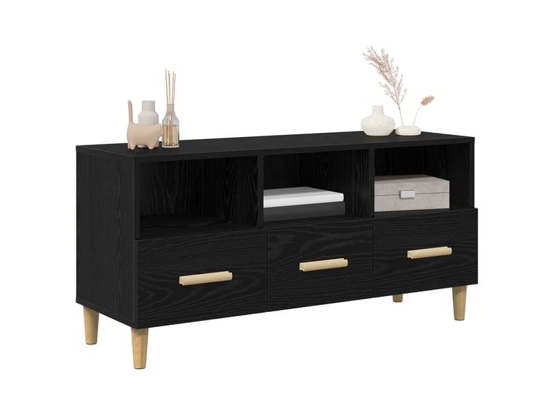  Meuble tv - banc tv - meuble de rangement 102 x 36 x 50 cm chêne noir bois d'ingénierie  - Conforama C