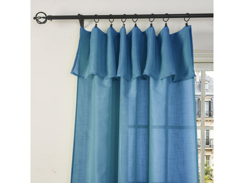Rideau ajustable 140 x 270 cm + 8 anneaux pinces effet lin evasion paon CP-EVASION-PAON - Conforama B