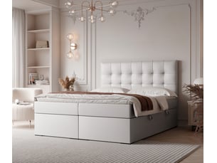 Lit coffre 160x200 cm <strong>IDOHOME</strong>  <strong>IMPERIAL</strong> coloris blanc