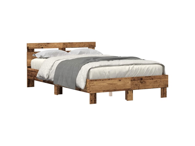  Lit double- lit adulte -  cadre de lit bois ancien 120 x 190 cm bois d'ingénierie  - Conforama A