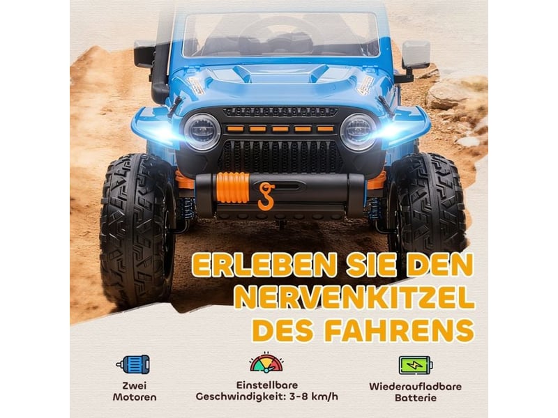 Voiture électrique enfant - batterie 12v - siège parent-enfant - télécommande 2,4g - musique via usbfm - lumières led CYQ-T3323P433442 - Conforama E