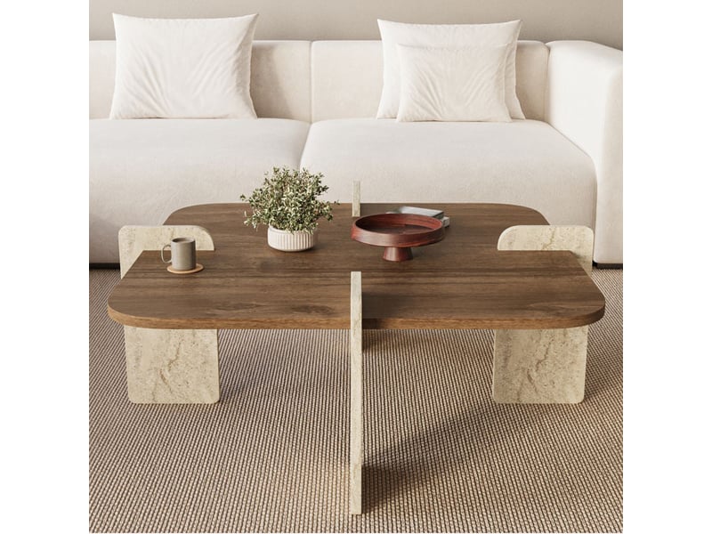  Table basse carrée moderne en mélaminé poalla - noyer  - Conforama D