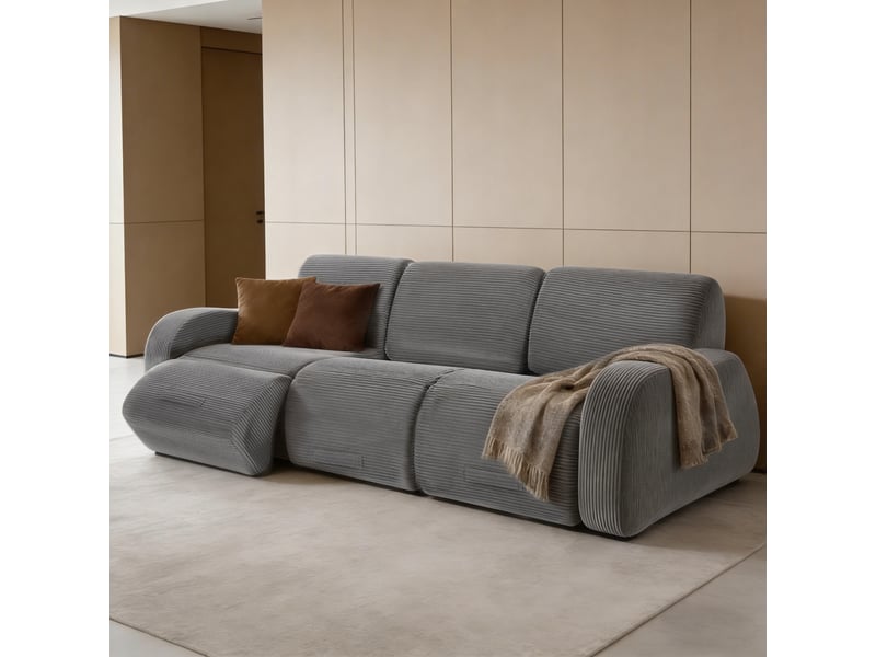 Canapé modulable 3 places 247x115x76 cm - canapé d’angle convertible - sofa cloud sans montage - fonction lit - velours côtelé - gris CozyNest - Conforama B